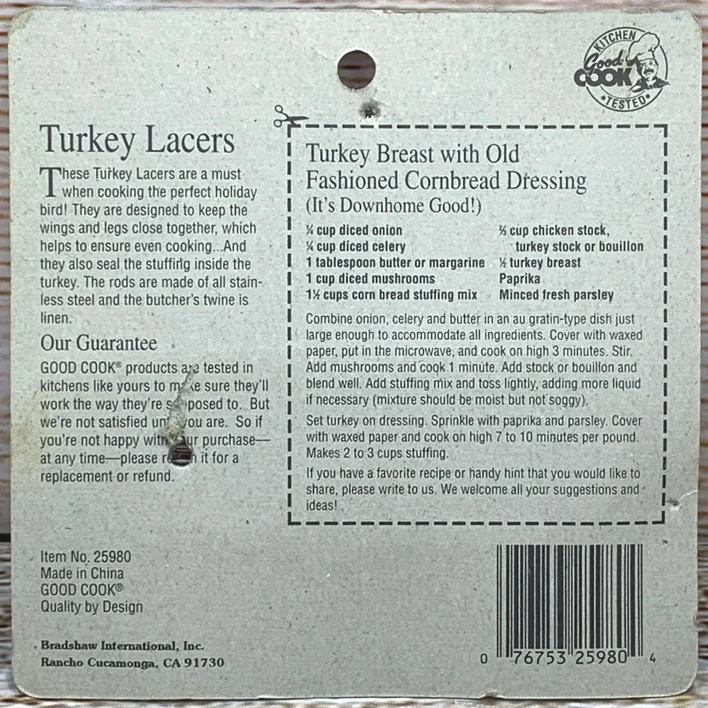 Vintage Good Cook Turkey Lacers Stainless Steel Kitchen Thanksgiving New‎